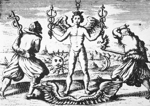 عطارد الفلاسفة ، من Della Tramutatione Metallica بقلم جيوفاني باتيستا نازاري (1589) موضح في تاريخ السحر المنشور في أواخر القرن التاسع عشر بواسطة المدرسة الايطالية
