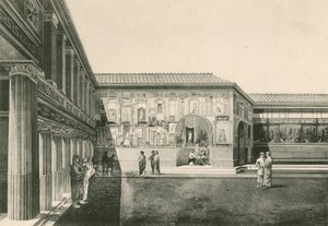 حمامات Stabian - The Court-Yard of Stuccoes كما كانت (الحفر) بواسطة المدرسة الايطالية