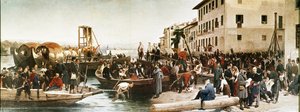 إنزال صيادي جبال الألب في سيستو كاليندي في عام 1848 بواسطة المدرسة الايطالية