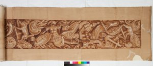 ثلاثة رسومات بعد العصور القديمة ، حوالي عام 1750 (تم زيادة الرسم بالفرشاة باللون البني الغامق فوق إشارة باهتة بالطباشير الأسود) بواسطة المدرسة الايطالية