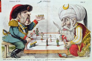 تركيا وروسيا تلعبان لعبة استراتيجية ، من Le Perroquet ، 1877 بواسطة المدرسة الايطالية