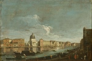 منظر لسان سيميوني بيكولو على القناة الكبرى ، البندقية ، حوالي 1760 (زيت على قماش) بواسطة المدرسة الايطالية
