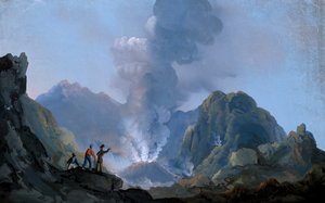 View of the crater of Vesuvius in 1829 (gouache) بواسطة المدرسة الايطالية