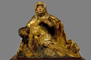 عذراء الرحمة للمسيح الذي توفي حوالي 1510-1520 ، منطقة جنوب تيرول ، تمثال بريديل من الخشب المطلي والرائع ، محفوظ في متحف بونات دي بايون. سيلفا للتصوير الفوتوغرافي ، 2008. بواسطة المدرسة الايطالية