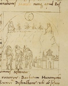 Ms.LAT.446 fol.2v يدرس الحكماء حركة النجوم لتحديد التاريخ الدقيق لعيد الفصح ، من Ortopascha بواسطة الحاج Priscian بواسطة المدرسة الإيطالية المدرسة الإيطالية