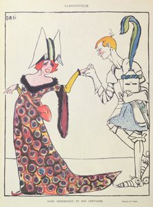 Mistinguett (1875-1956) وفارسه ، كاريكاتير من Le Rire بواسطة إيتالو أورسي
