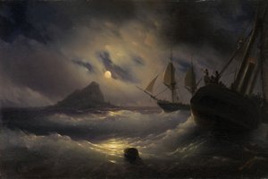 جبل طارق بالليل ، 1844 بواسطة إيفان كونستانتينوفيتش أيفازوفسكي