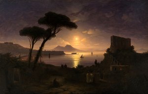 خليج نابولي في Moonlit Night ، 1842