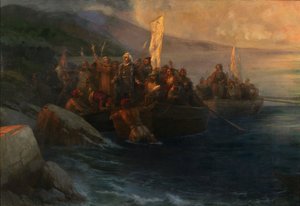 إنزال كريستوفر كولومبوس في سان سلفادور ، 12 أكتوبر 1492 ، 1892 بواسطة إيفان كونستانتينوفيتش أيفازوفسكي