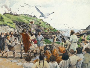قلعة تينتاجيل مسقط رأس الأسطوري للملك آرثر ، كورنوال ، العصور المظلمة ، 1994. بواسطة إيفان لابر