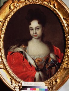 صورة لدوقة روسيا الكبرى آنا بتروفنا (1708-1728) (صورة لدوقة روسيا الكبرى آنا بتروفنا). لوحة رسمها إيفان نيكيتيش نيكيتين (نيكيتين) (حوالي 1680-بعد 1742) ، زيت على قماش ، قبل عام 1716. الفن الروسي في القرن الثامن عشر. دولة تريتيا