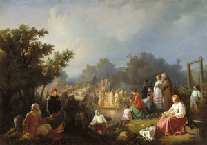 نعمة المياه في قرية ريفية ، 1858. بواسطة إيفان بتروفيتش تروتنيف