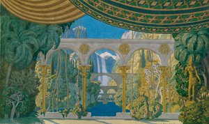 حدائق تشيرنومور. تصميم المسرح لأوبرا رسلان ولودميلا من قبل M. Glinka ، 1913