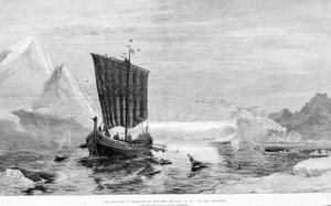 اكتشاف جرينلاند بواسطة إريك الأحمر في القرن العاشر بواسطة راسموسن. معرض الصور البحرية ، شارع بوند. بواسطة JE Carl Rasmussen