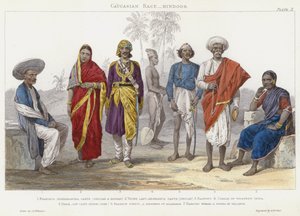 العرق القوقازي ، الهندوس (نقش ملون)