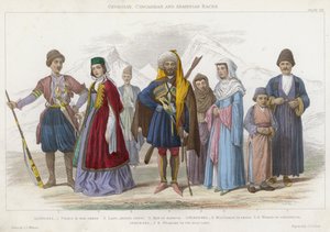 الأجناس الجورجية والشركسية والأرمنية (نقش ملون)