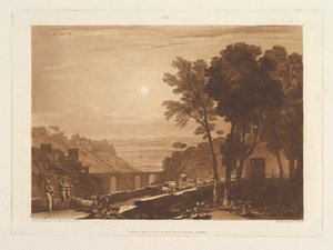 The Bridge and Goats Liber Studiorum ، الجزء التاسع ، اللوحة 43 ، 23 أبريل 1812. بواسطة جوزيف مالورد وليام تورنر