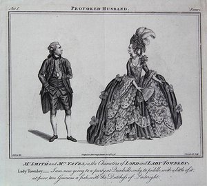 "أنا الآن ذاهب إلى حفلة في Quadrille" ، مشهد من "The Provok'd Pair" لكولي سيبر بواسطة جي (بعد) روبرتس