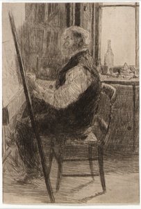 فنان جالس على الحامل بواسطة J. Alden Weir