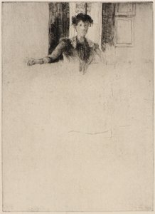 رسم بجانب النافذة بواسطة J. Alden Weir