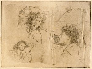 ثلاثة رؤوس--رسومات بواسطة J. Alden Weir