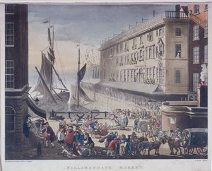 سوق Billingsgate and Wharf ، لندن ، 1808