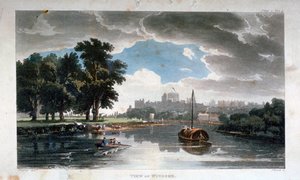 منظر ل وندسور من نهر التايمز ، بيركشاير ، حوالي عام 1820