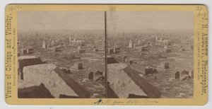 صورة مجسمة شمال غرب برج المياه بعد حريق شيكاغو عام 1871 بواسطة JH أبوت