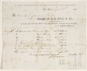 فاتورة بيع إلى العقيد BS الأردن ، 5 سبتمبر 1855 (حبر على ورق) بواسطة JH Belter and Co.JH Belter and Co.