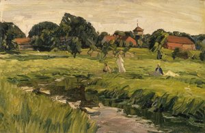 أطفال على الخور (زيت على قماش) بواسطة J. هانش