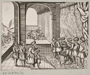 رسم توضيحي لآدم أوليريوس ، "روزنتال الفارسية لشاعر بارع شيش سعدي [...]" ، شليسفيغ 1660