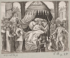 رسم توضيحي لآدم أوليريوس ، "روزنتال الفارسية لشاعر بارع شيش سعدي [...]" ، شليسفيغ 1660 بواسطة جي مولر
