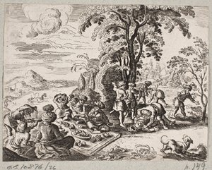 رسم توضيحي لآدم أوليريوس ، "روزنتال الفارسية لشاعر بارع شيش سعدي [...]" ، شليسفيغ 1660