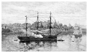 مقر الحكومة و HMS Nelson ، سيدني ، نيو ساوث ويلز ، أستراليا ، 1886. بواسطة جي آر أشتون