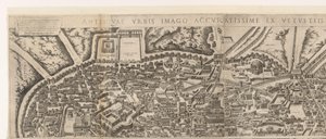 Plattegrond van Rome ten tijde van keizer Augustus (bovenste blad) (العنوان على الكائن) دمى من روما القديمة من آثار المباني المدمرة (العنوان على الكائن) بواسطة أنتوني بوس