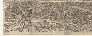 Plattegrond van Rome ten tijde van keizer Augustus (onderste blad) صورة دقيقة للغاية للمدينة القديمة تكونت من الآثار القديمة دمى من روما القديمة من آثار المباني المدمرة (...] بواسطة أنتوني بوس