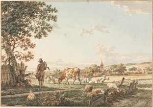 المناظر الطبيعية الرعوية مع القرية ، 1799. بواسطة قطط يعقوب