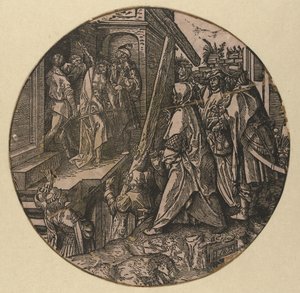 بيلاطس يُظهر المسيح للشعب (Ecce Homo) العاطفة المستديرة (عنوان المسلسل) بواسطة جاكوب كورنيليز فان أوستسانين