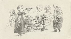 ورقة دراسة مع صبي نائم وأرقام مطبوعة / Etudes Gravées (عنوان السلسلة) بواسطة جاكوب إرنست ماركوس