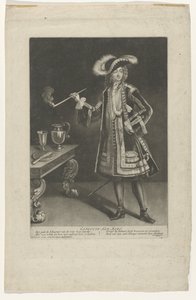 صورة القبطان جان بارت واقفًا مع أنبوب Capiteyn Jan Bart (العنوان على الكائن) بواسطة جاكوب جول