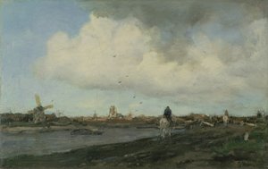 المناظر الطبيعية مع طواحين الهواء ، 1890-5