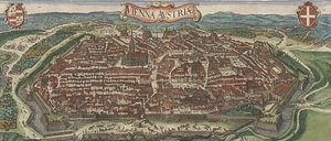 منظر عين الطيور لفيينا من الشمال ، 1609