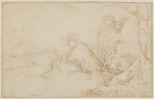 منظر طبيعي مع اثنين من الفلاحين وكلب ، c.1525-69