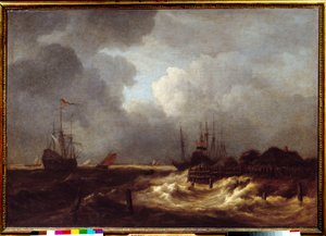 لوحة Tempete التي رسمها جاكوب إيزاكسزون فان رويسدايل (رويسديل) (1628-1682) من القرن السابع عشر. أحد 1،1x1،6 م بواسطة جاكوب فان روزديل