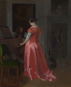 امرأة تقف في Harpsichord ، حوالي 1675 بواسطة جاكوب لوكاس. Ochtervelt