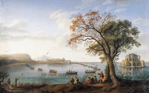 Coot Hunting at Lake Fusano (oil on canvas)