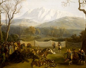 Winter: hunting in Persano reserve (oil on canvas) بواسطة جاكوب فيليب هاكيرت