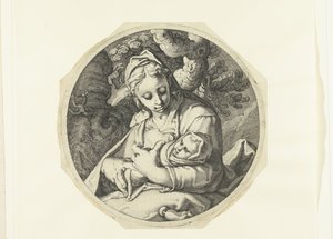 مريم مع المسيح الطفل مريم مع المسيح الطفل ويوسف مع أدوات النجار (عنوان السلسلة) بواسطة جاكوب دي غين (الثاني) (ورشة عمل)