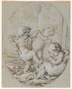 ثلاثة Putti: تصميم للوحة Grisaille