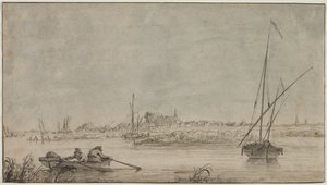 منظر لدوردريخت من النهر ، 1775-1815. بواسطة جاكوب فان ستريج